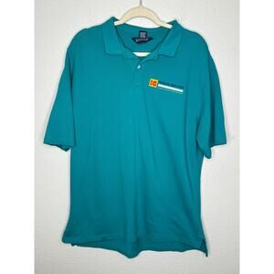 Lands' End Men's L Green Polo Shirt Kodak Corporate Logo Photography Vintage
